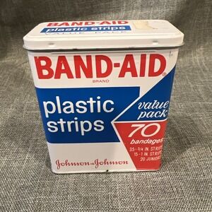 Vintage Johnson & Johnson Band-Aid Plastic Strips Metal Case Only- Hinged Lid